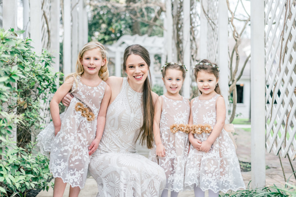 Bride + Flower Girls | Jessica Lucile Photography | Conroe, Texas Wedding