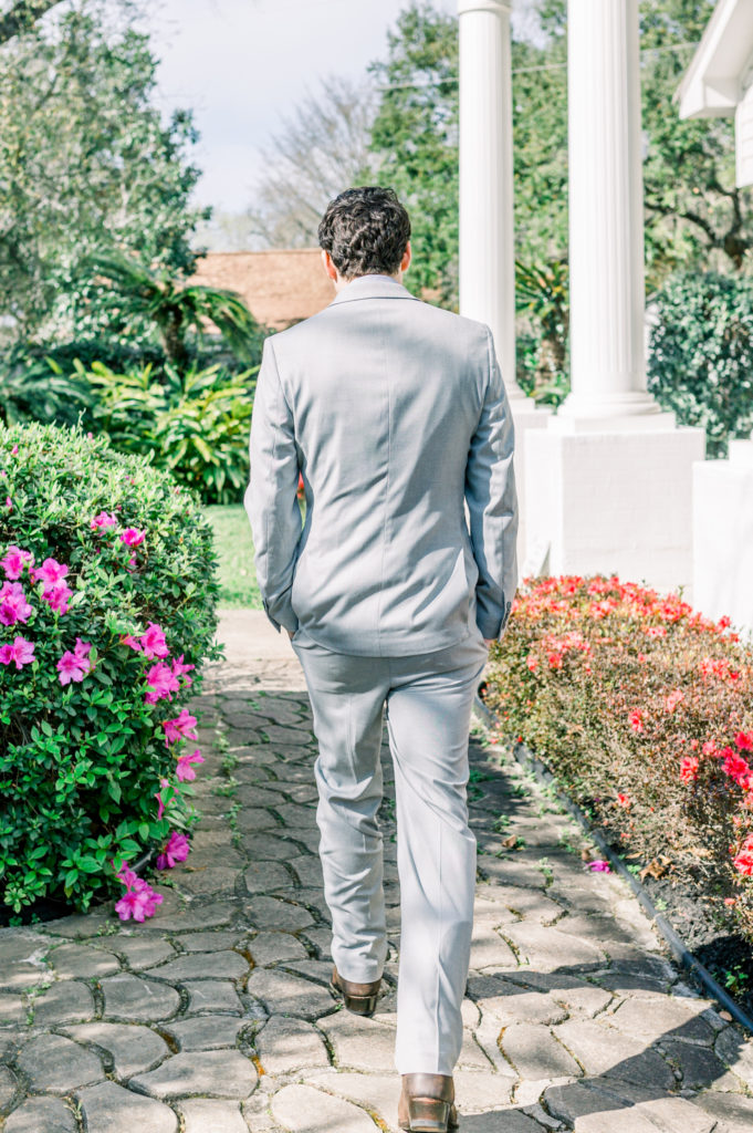 Groom Walking to First Look | Jessica Lucile Photography | Conroe, Texas Wedding